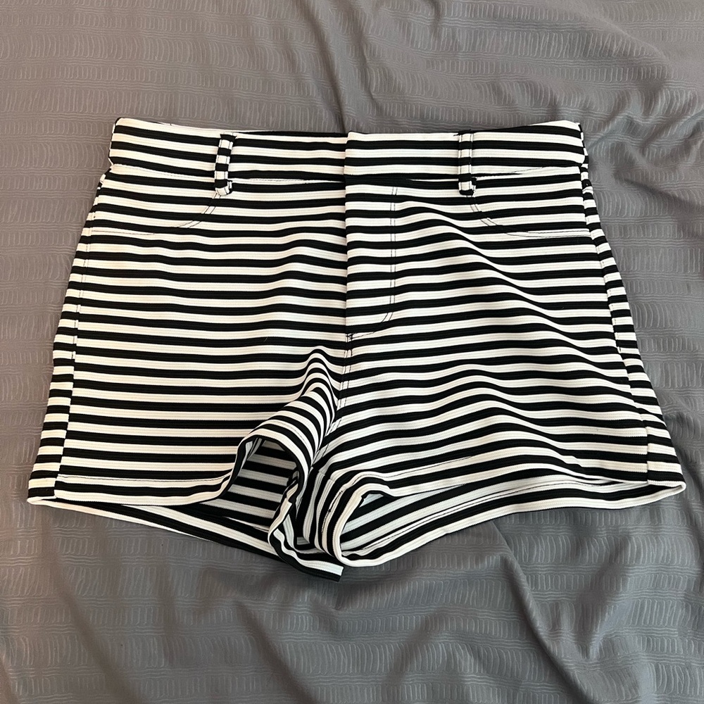 Forever 21 Black White Stripe High Waisted Shorts Medium